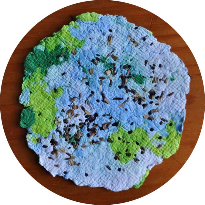 seed paper in shape of earth