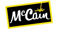 The McCain logo, which is a black rectangle with a yellow outline, set slightly diagonal, with the word McCain inside. The "i" in McCain is dotted with a yellow star.