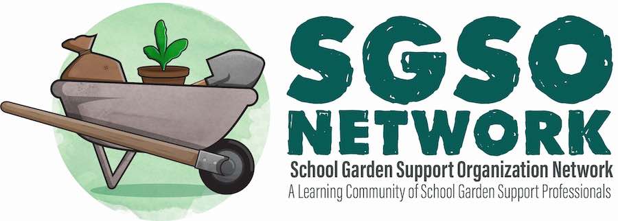 The School Garden Support Network logo, which is a wheelbarrow and the letters SGSO.