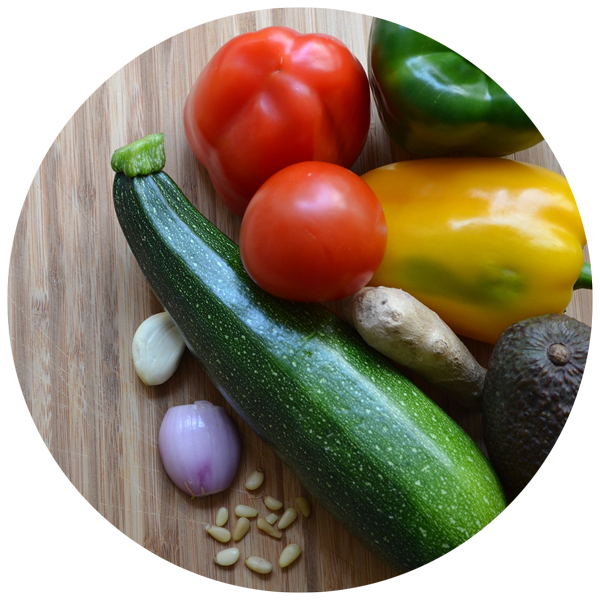 Fresh picked garden vegetables on a table