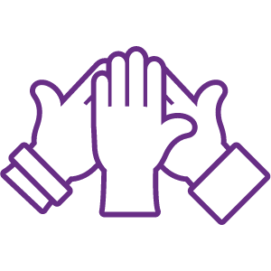 three hands piled on top of one another