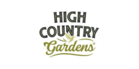 A logo that reads High Country Gardens. The word "gardens" is in a script font.