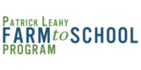 A logo that reads Patrick Leahy Farm to School Program in green and blue letters.