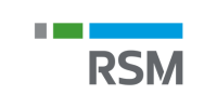 Gray, green, and blue dashes on top of the letters RSM.