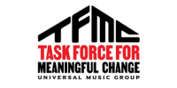 The logo for Universal Music Group, which has the letters TFMC shaped like a house, then the words Task Force for Meaningful Change Universal Music Group